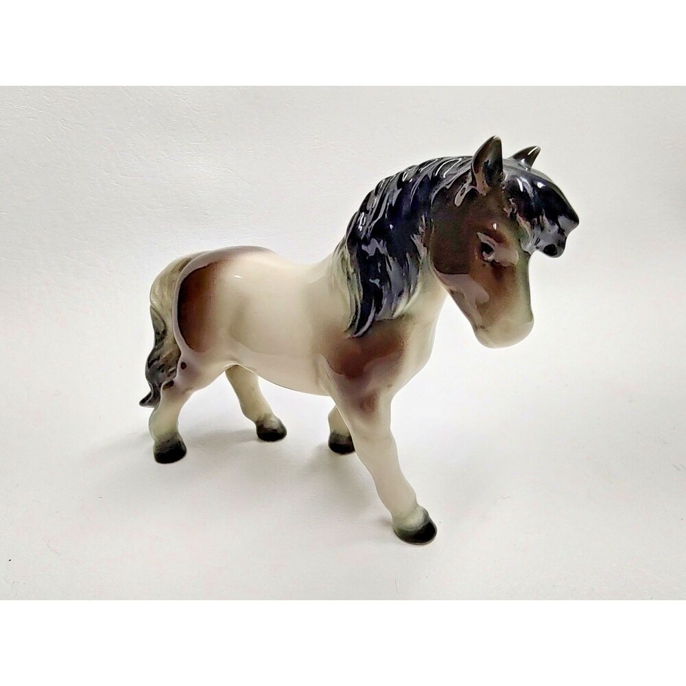 Vintage Goebel Shetland Pony Black Mane Horse Figurine Germany 4.25"x 5.5"